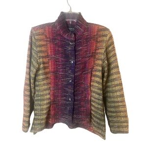 Arlene Wohl Vintage Colorful Button Up Textured Blazer Jacket Size Small